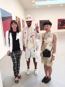 Antwaun Sargent, Jiajia Fei, and another visitor at 'Give Me Love' 